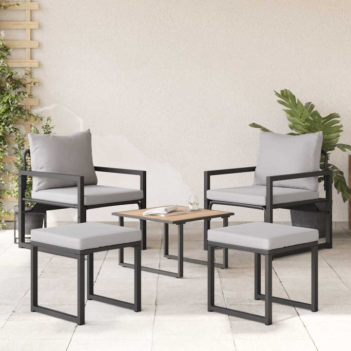Havemøbler med pude Andet 4 pcs Sort 61 x 72.5 x 71 cm Stål