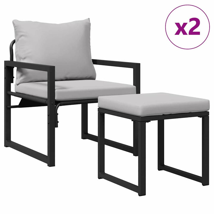Havemøbler med pude Andet 4 pcs Sort 61 x 72.5 x 71 cm Stål