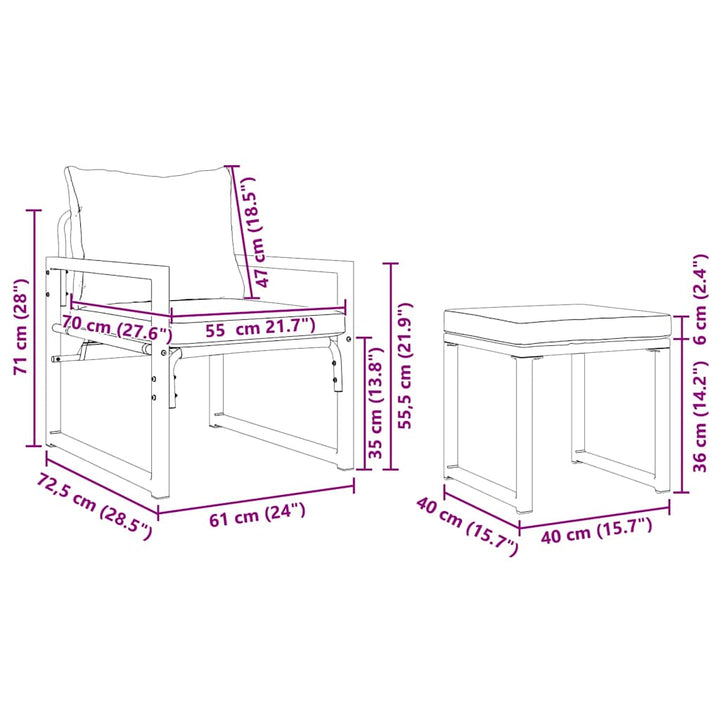 Havemøbler med pude Andet 4 pcs Sort 61 x 72.5 x 71 cm Stål