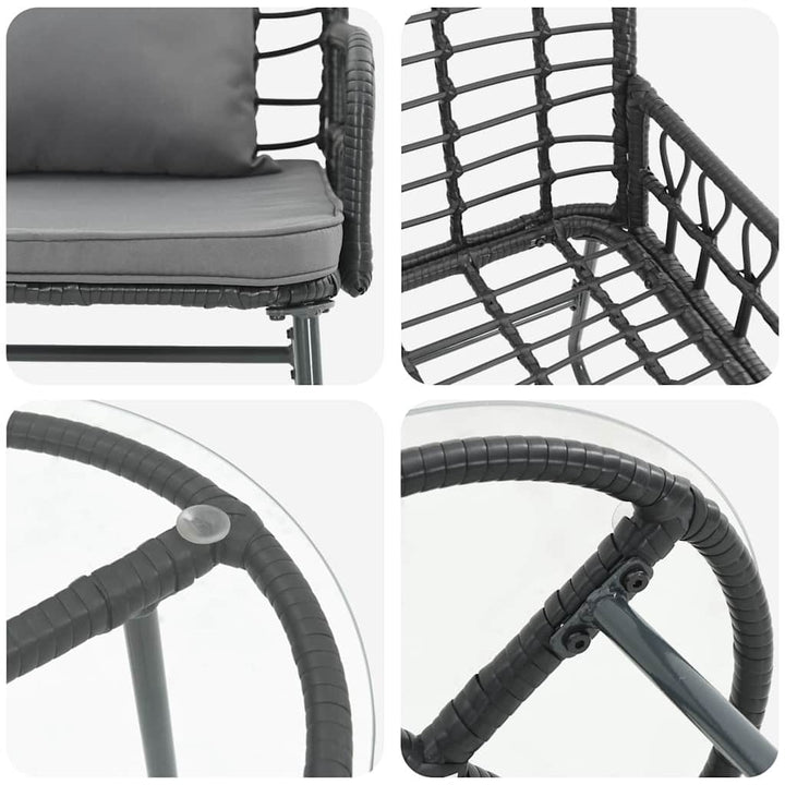 Have Spisebordssæt 3 pcs Sort og Anthracit Poly rattan, stål
