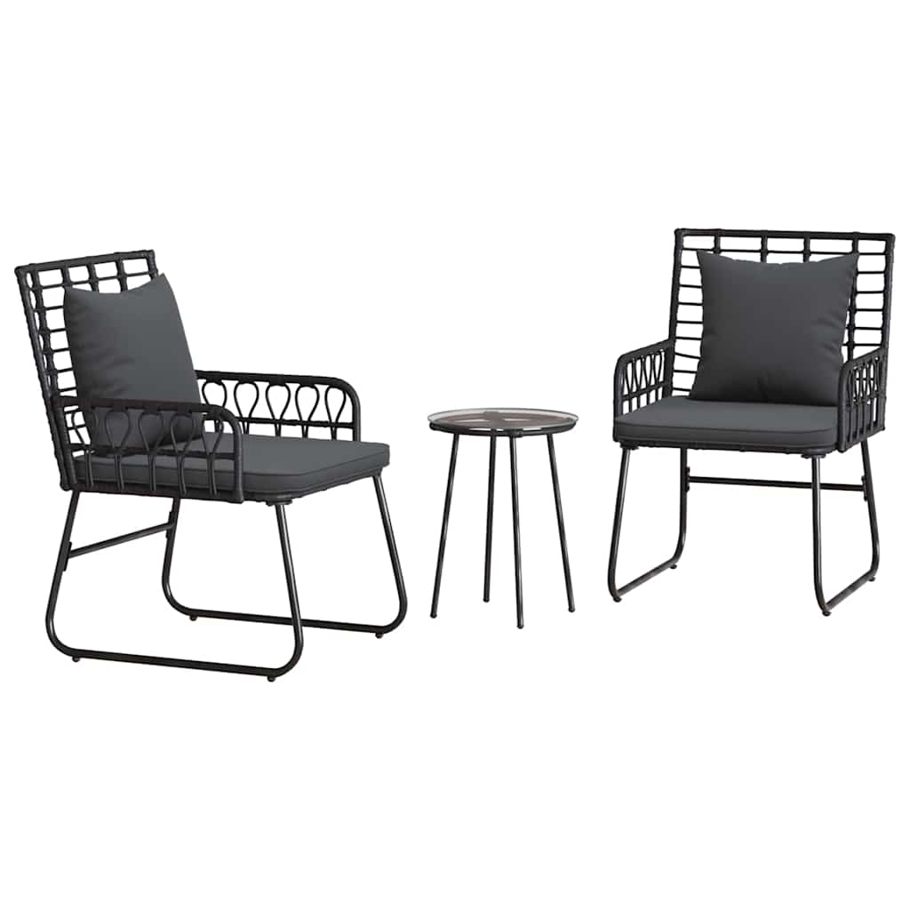 Have Spisebordssæt 3 pcs Sort og Anthracit Poly rattan, stål