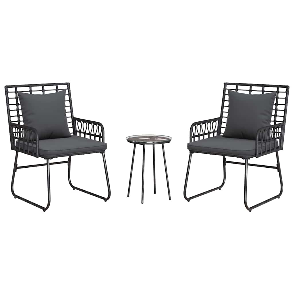 Have Spisebordssæt 3 pcs Sort og Anthracit Poly rattan, stål