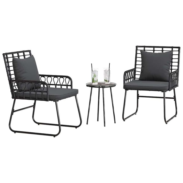 Have Spisebordssæt 3 pcs Sort og Anthracit Poly rattan, stål