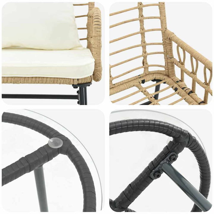 Have Spisebordssæt 3 pcs Brun og Creme Poly rattan, stål