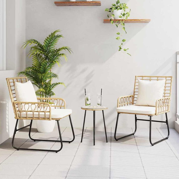 Have Spisebordssæt 3 pcs Brun og Creme Poly rattan, stål