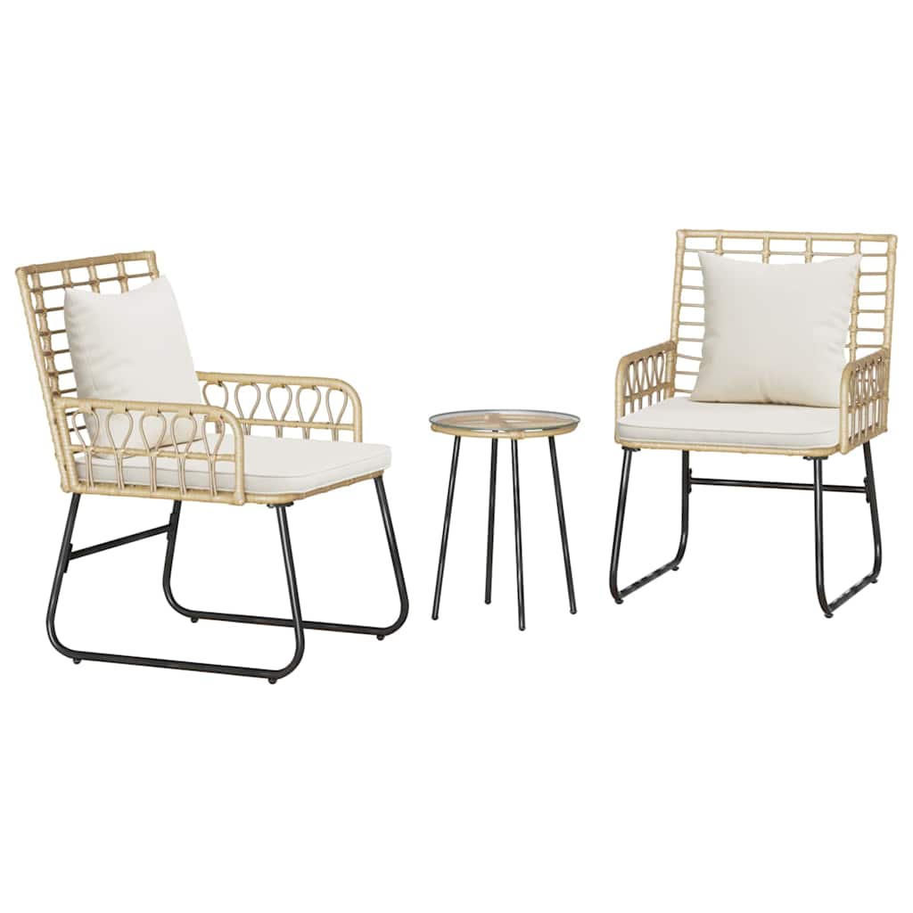 Have Spisebordssæt 3 pcs Brun og Creme Poly rattan, stål