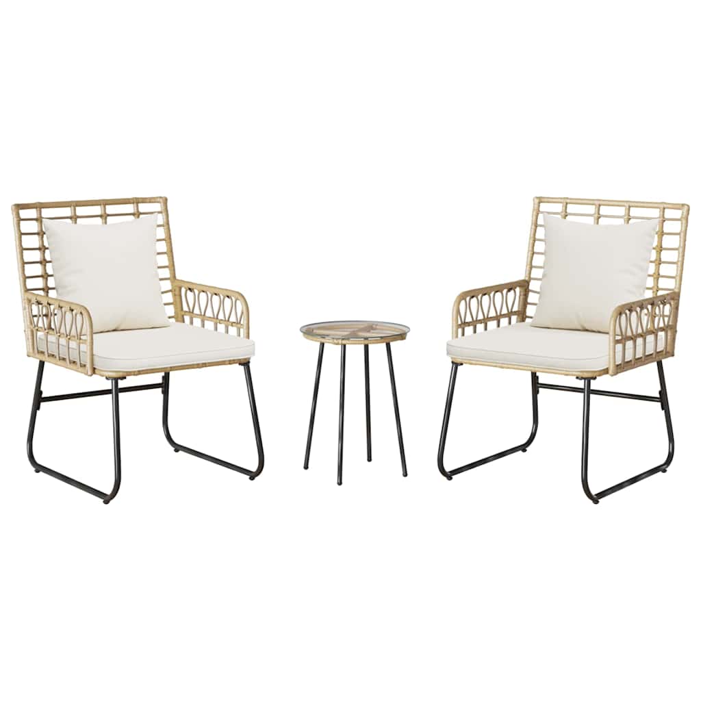Have Spisebordssæt 3 pcs Brun og Creme Poly rattan, stål