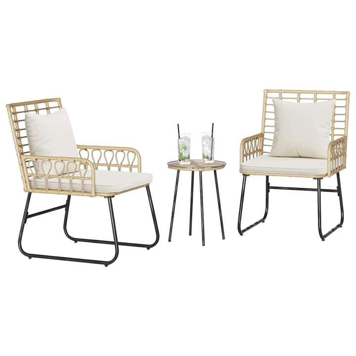 Have Spisebordssæt 3 pcs Brun og Creme Poly rattan, stål