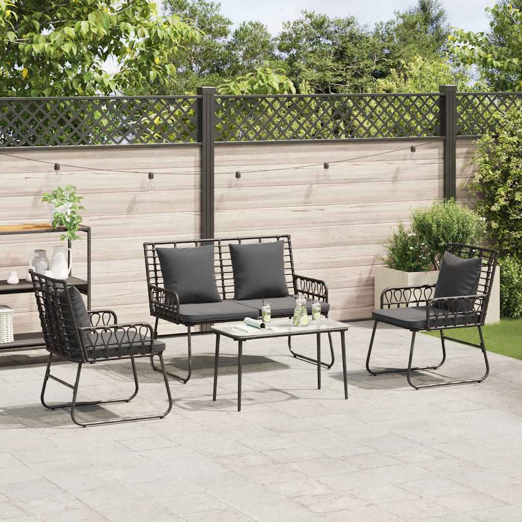 Have Spisebordssæt 3 pcs Sort og Anthracit Poly rattan, stål
