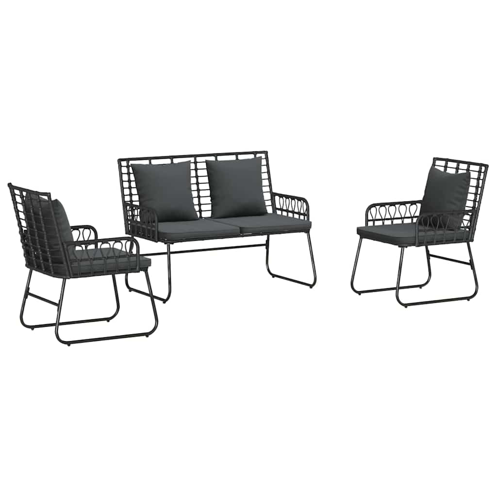 Have Spisebordssæt 3 pcs Sort og Anthracit Poly rattan, stål
