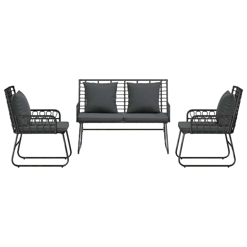 Have Spisebordssæt 3 pcs Sort og Anthracit Poly rattan, stål