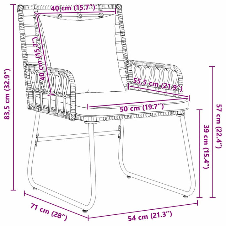 Have Spisebordssæt 3 pcs Sort og Anthracit Poly rattan, stål