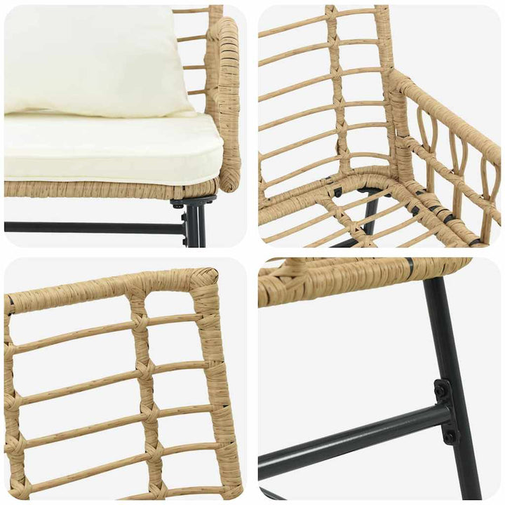 Have Spisebordssæt 3 pcs Brun og Creme Poly rattan, stål