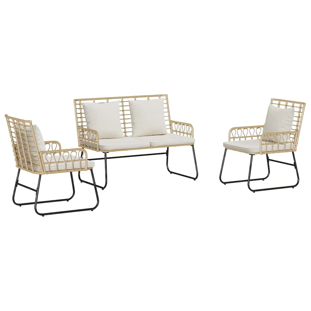 Have Spisebordssæt 3 pcs Brun og Creme Poly rattan, stål