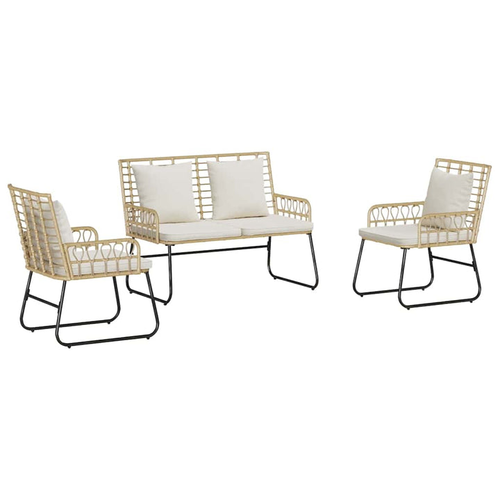 Have Spisebordssæt 3 pcs Brun og Creme Poly rattan, stål