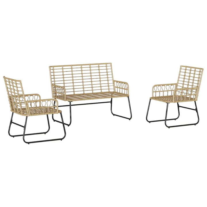 Have Spisebordssæt 3 pcs Brun og Creme Poly rattan, stål