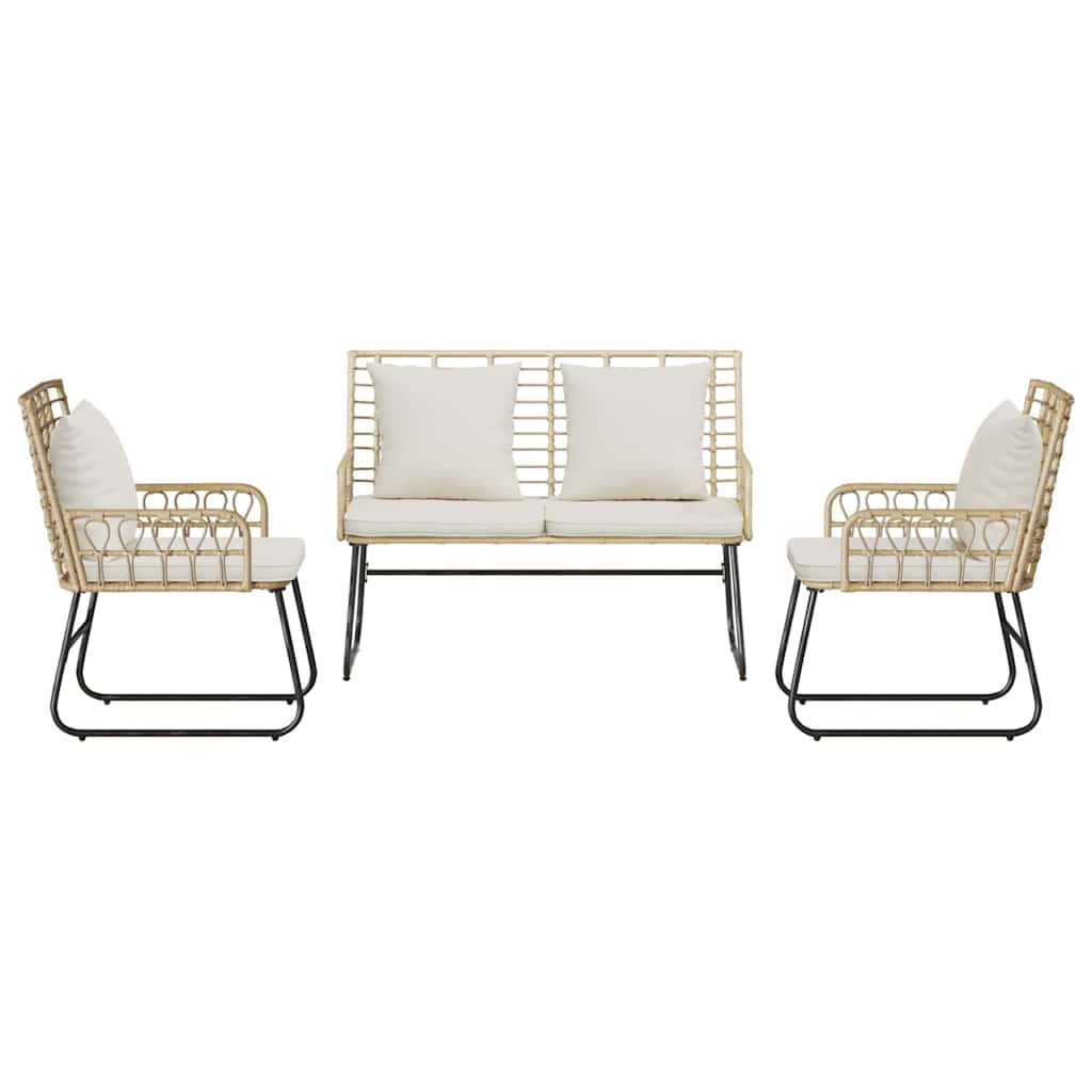 Have Spisebordssæt 3 pcs Brun og Creme Poly rattan, stål
