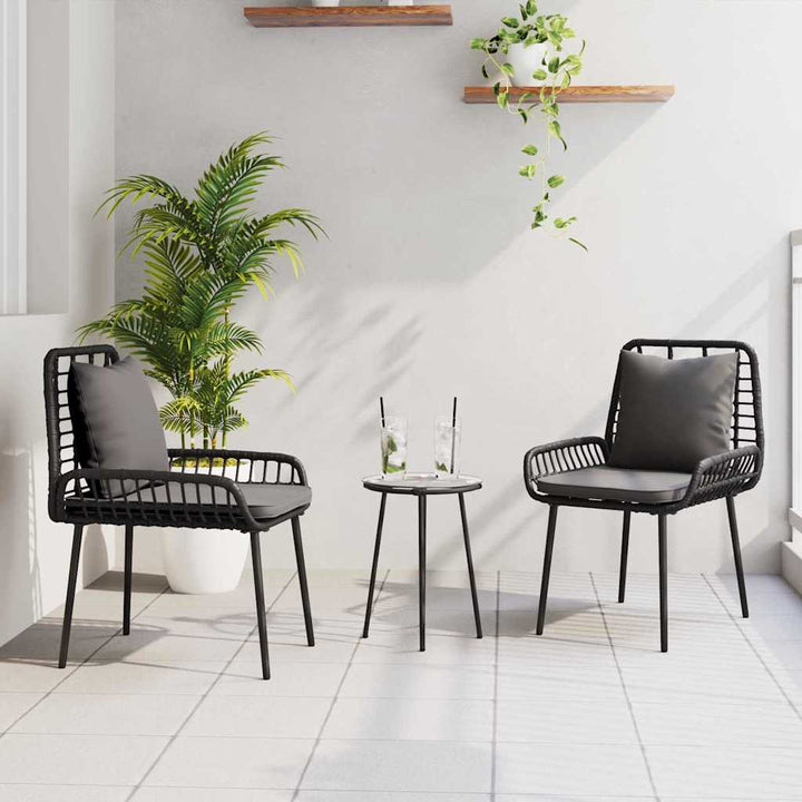 Have Spisebordssæt 3 pcs Sort og Anthracit Poly rattan og stål