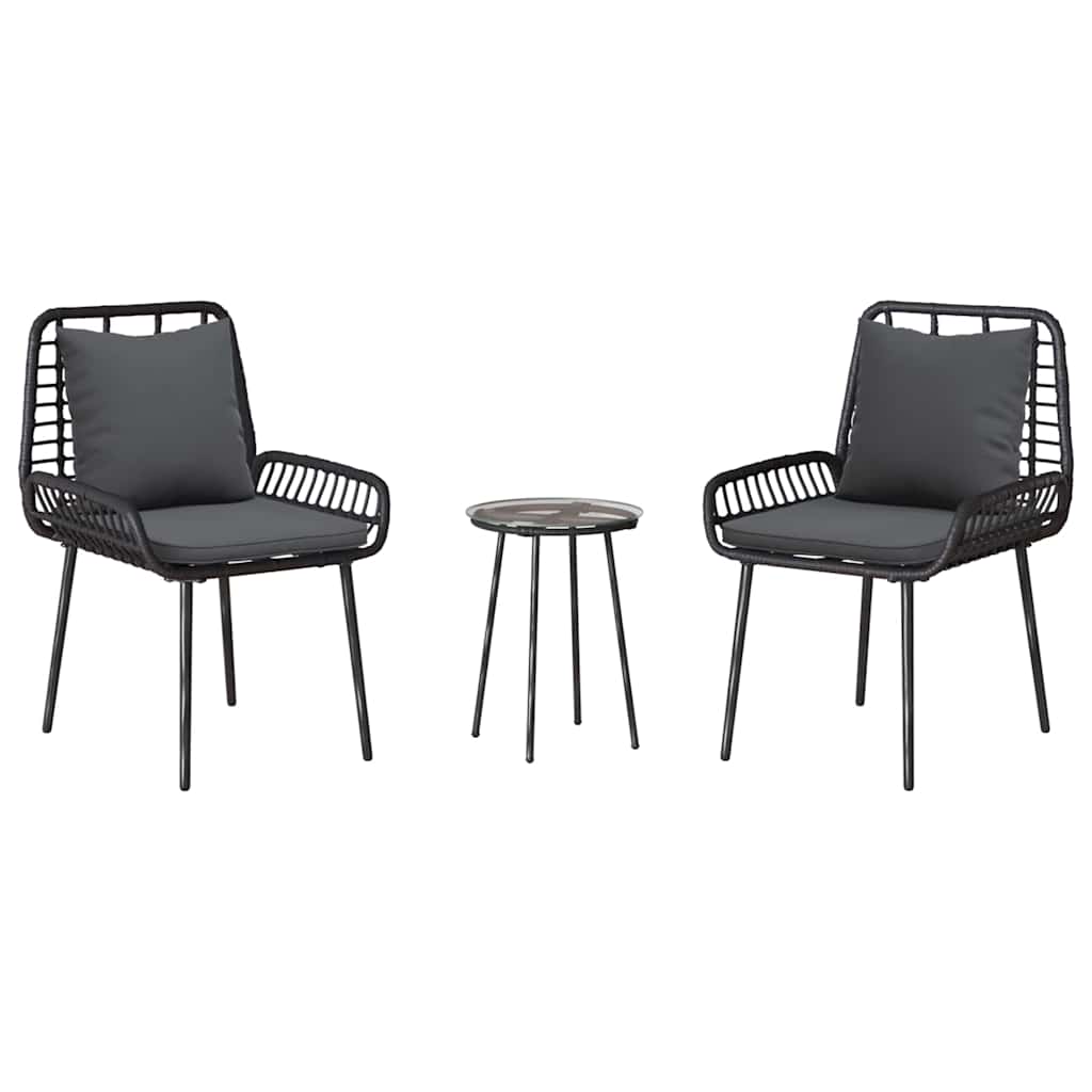 Have Spisebordssæt 3 pcs Sort og Anthracit Poly rattan og stål