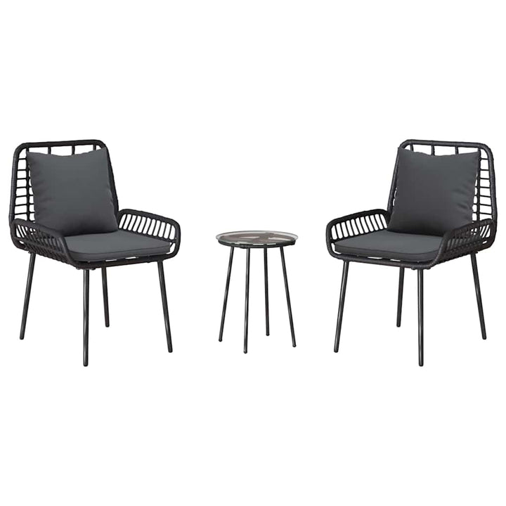 Have Spisebordssæt 3 pcs Sort og Anthracit Poly rattan og stål