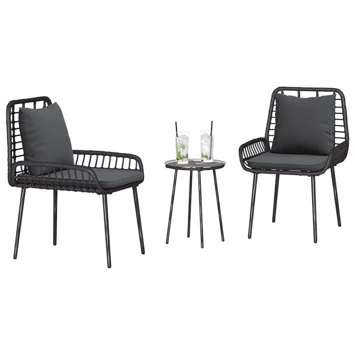 Have Spisebordssæt 3 pcs Sort og Anthracit Poly rattan og stål