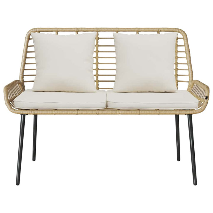 Havebænk Brun Sort Cremefarvet Poly rattan og stål