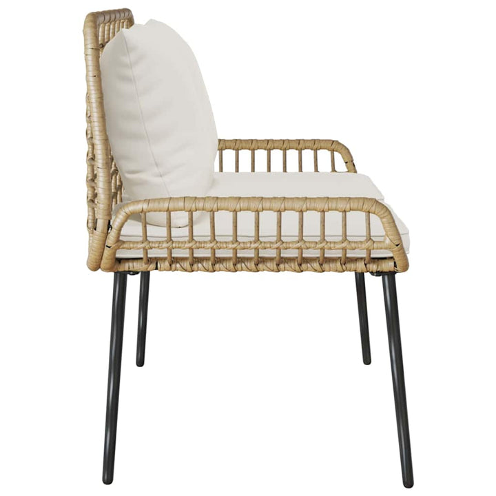 Havebænk Brun Sort Cremefarvet Poly rattan og stål