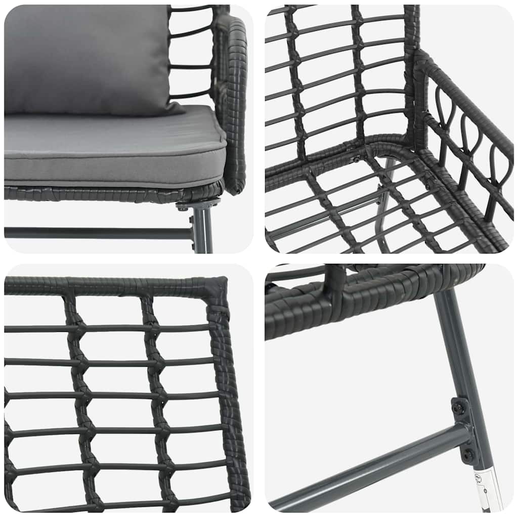 Have Spisebordssæt 3 pcs Sort og Anthracit Poly rattan og stål