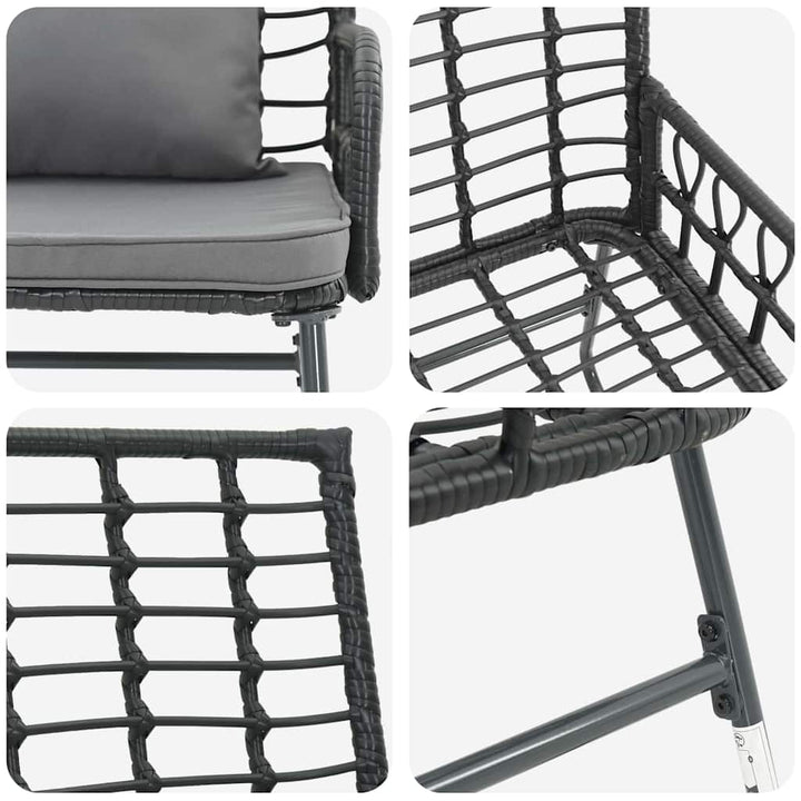 Have Spisebordssæt 3 pcs Sort og Anthracit Poly rattan og stål