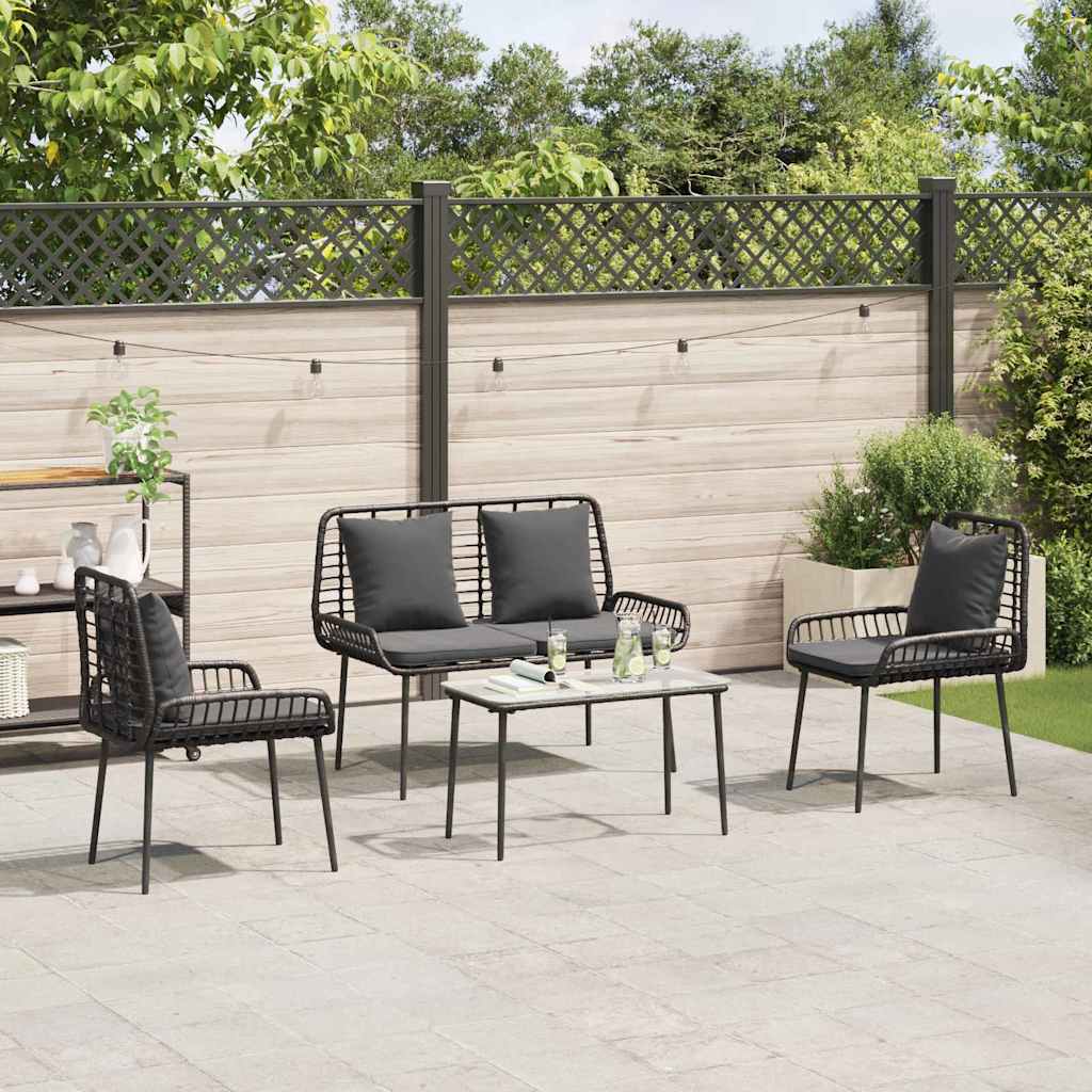 Have Spisebordssæt 3 pcs Sort og Anthracit Poly rattan og stål