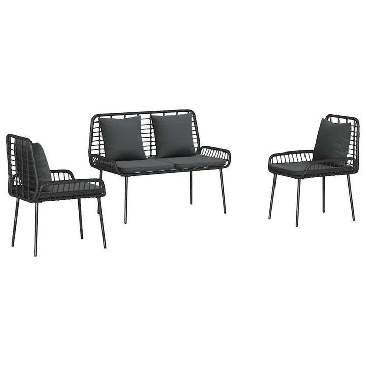 Have Spisebordssæt 3 pcs Sort og Anthracit Poly rattan og stål