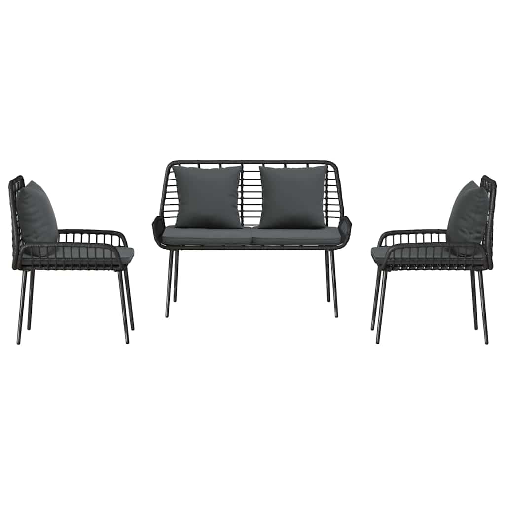 Have Spisebordssæt 3 pcs Sort og Anthracit Poly rattan og stål