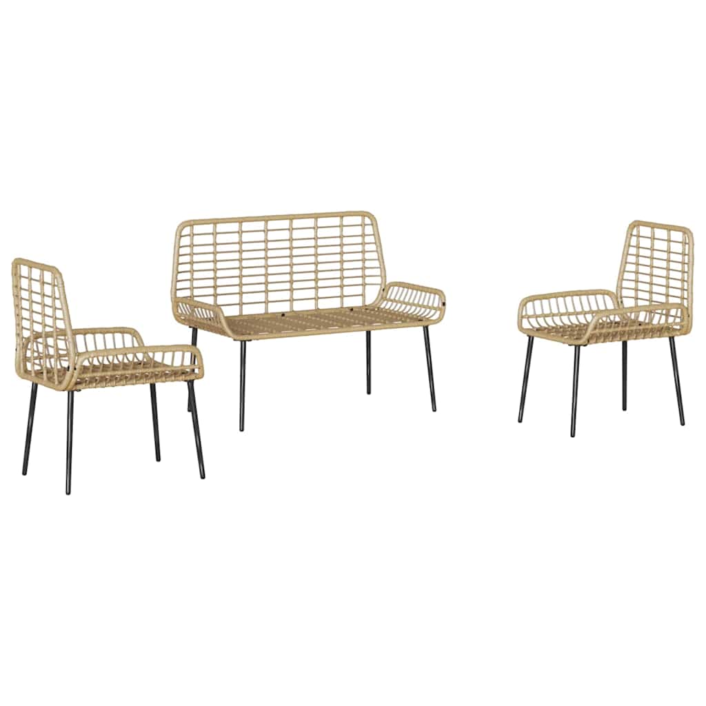 Have Spisebordssæt 3 pcs Brun Sort Cremefarvet