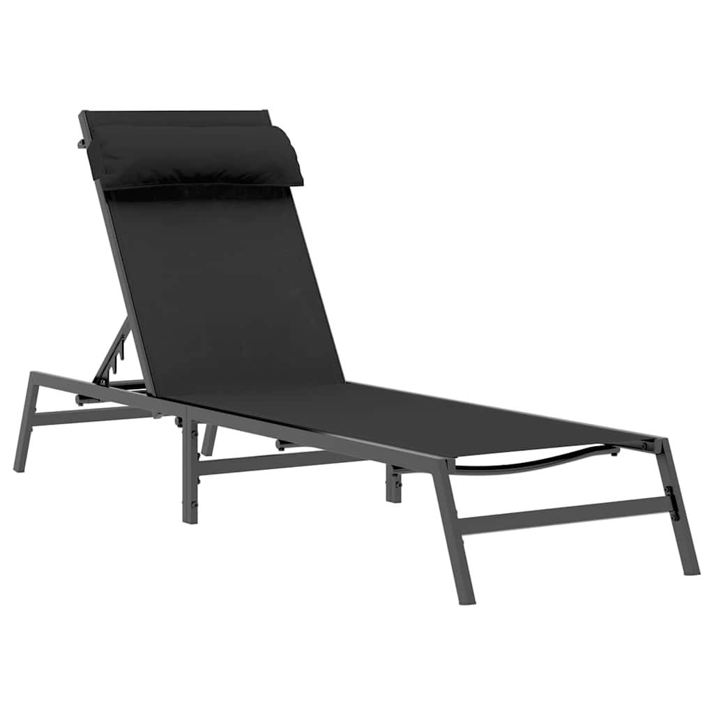 Solsenge med bord 3 pcs Sort og antracit 197 x 54 x 86 cm