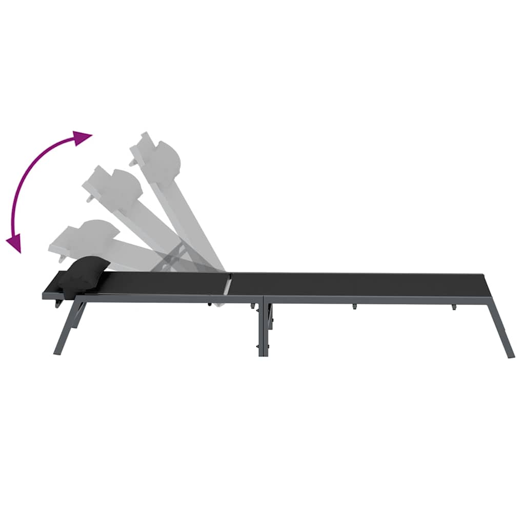 Solsenge med bord 3 pcs Sort og antracit 197 x 54 x 86 cm