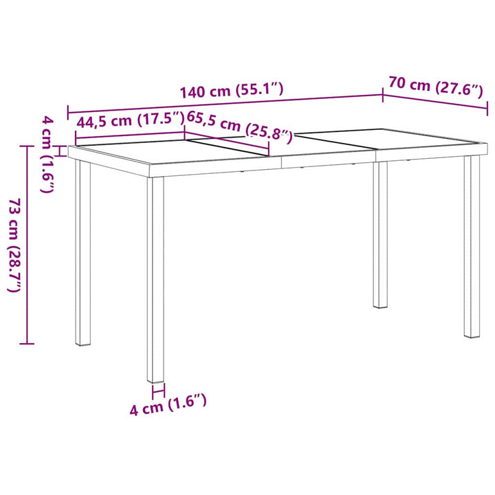 Havemøbel Bord Sort 140 x 80 x 73 cm Massivt teaktræ