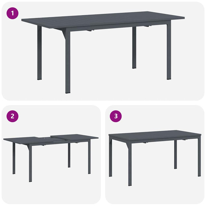 Extension Table Antracit 180 x 80 x 76 cm Stål