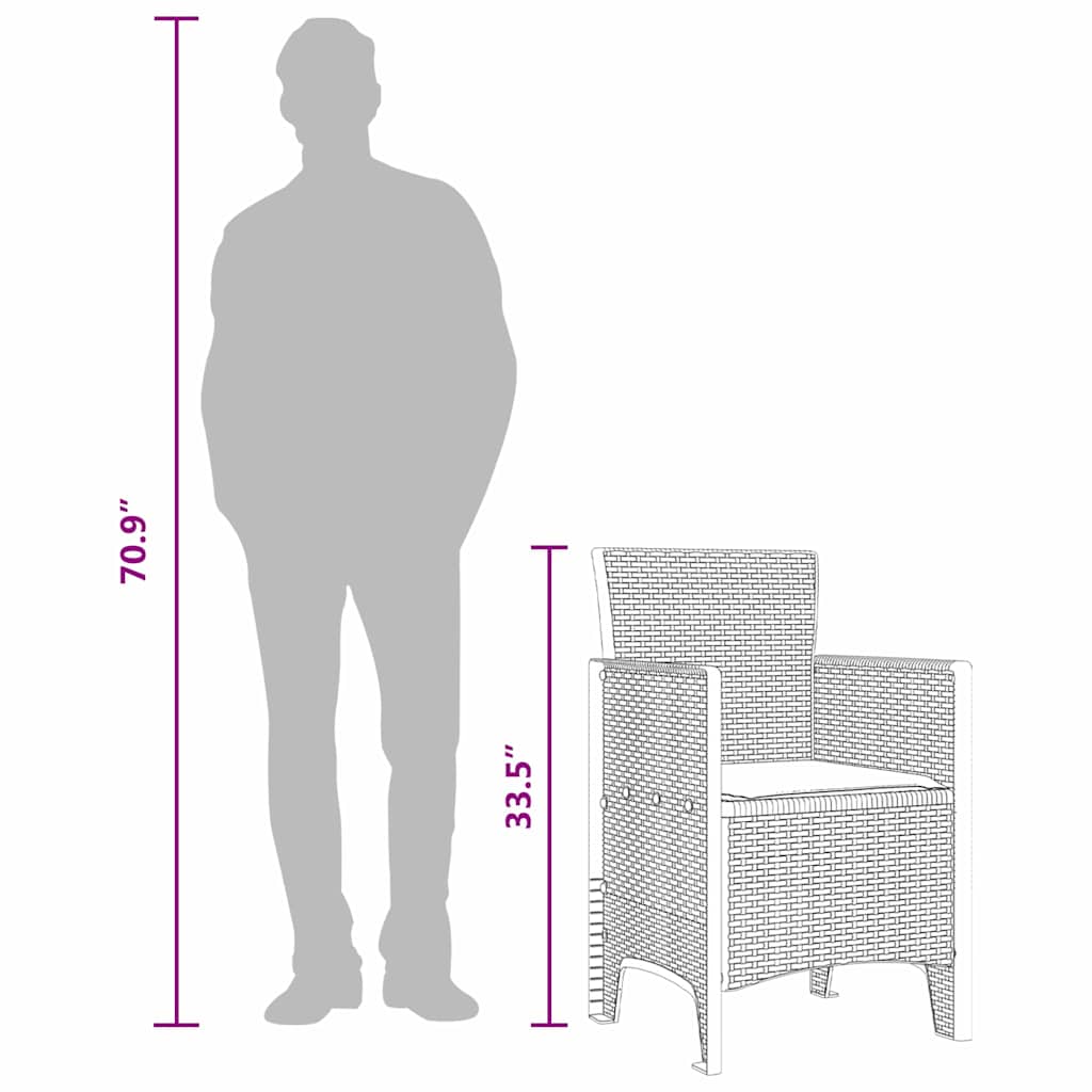 Have Stol 4 pcs Brun 53 x 49 x 85 cm PP