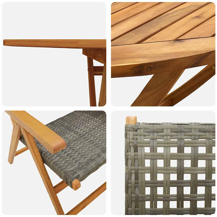 Have Spisebordssæt 5 pcs Grå Massiv akacietræ og poly rattan