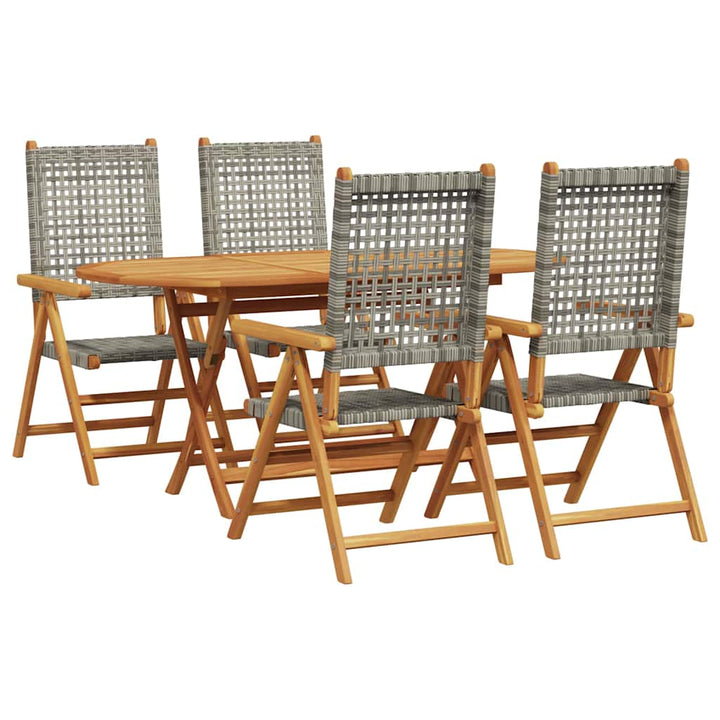 Have Spisebordssæt 5 pcs Grå Massiv akacietræ og poly rattan