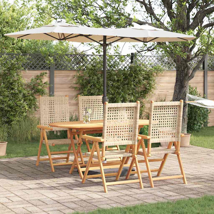 Have Spisebordssæt 5 pcs Beige Massiv akacietræ og poly rattan