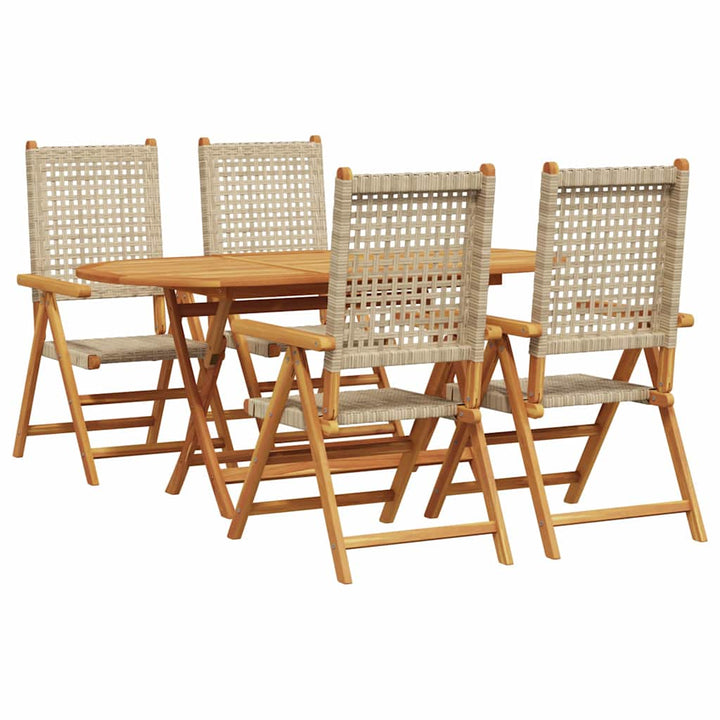 Have Spisebordssæt 5 pcs Beige Massiv akacietræ og poly rattan