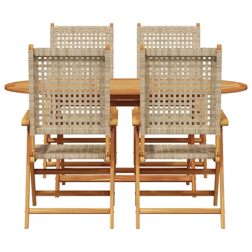 Have Spisebordssæt 5 pcs Beige Massiv akacietræ og poly rattan