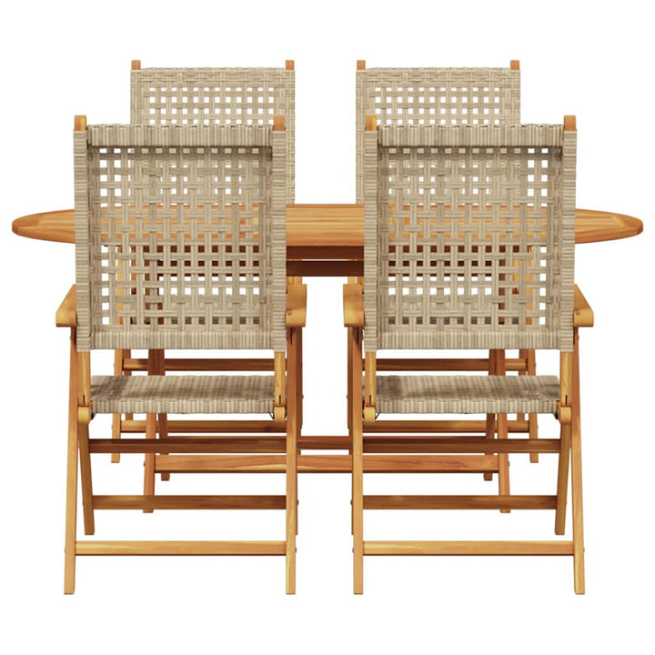 Have Spisebordssæt 5 pcs Beige Massiv akacietræ og poly rattan