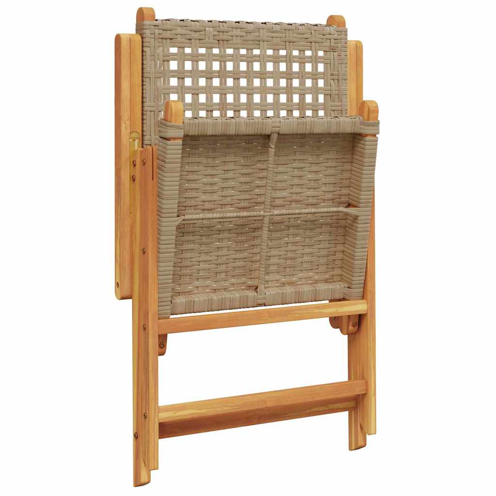 Have Spisebordssæt 5 pcs Beige Massiv akacietræ og poly rattan