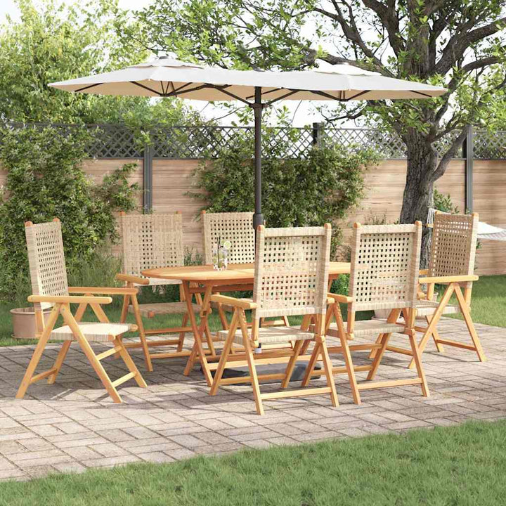 Have Spisebordssæt 7 pcs Beige Massiv akacietræ og poly rattan