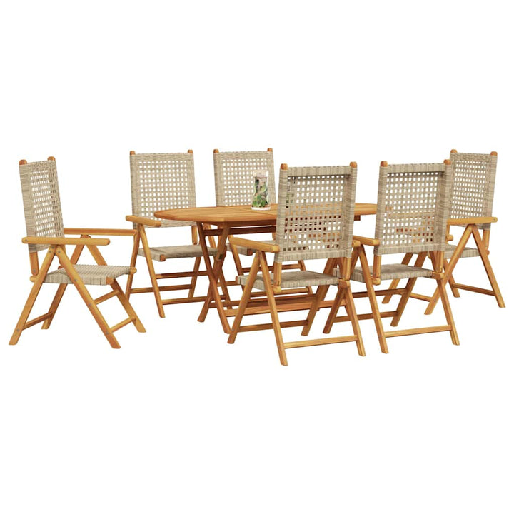 Have Spisebordssæt 7 pcs Beige Massiv akacietræ og poly rattan