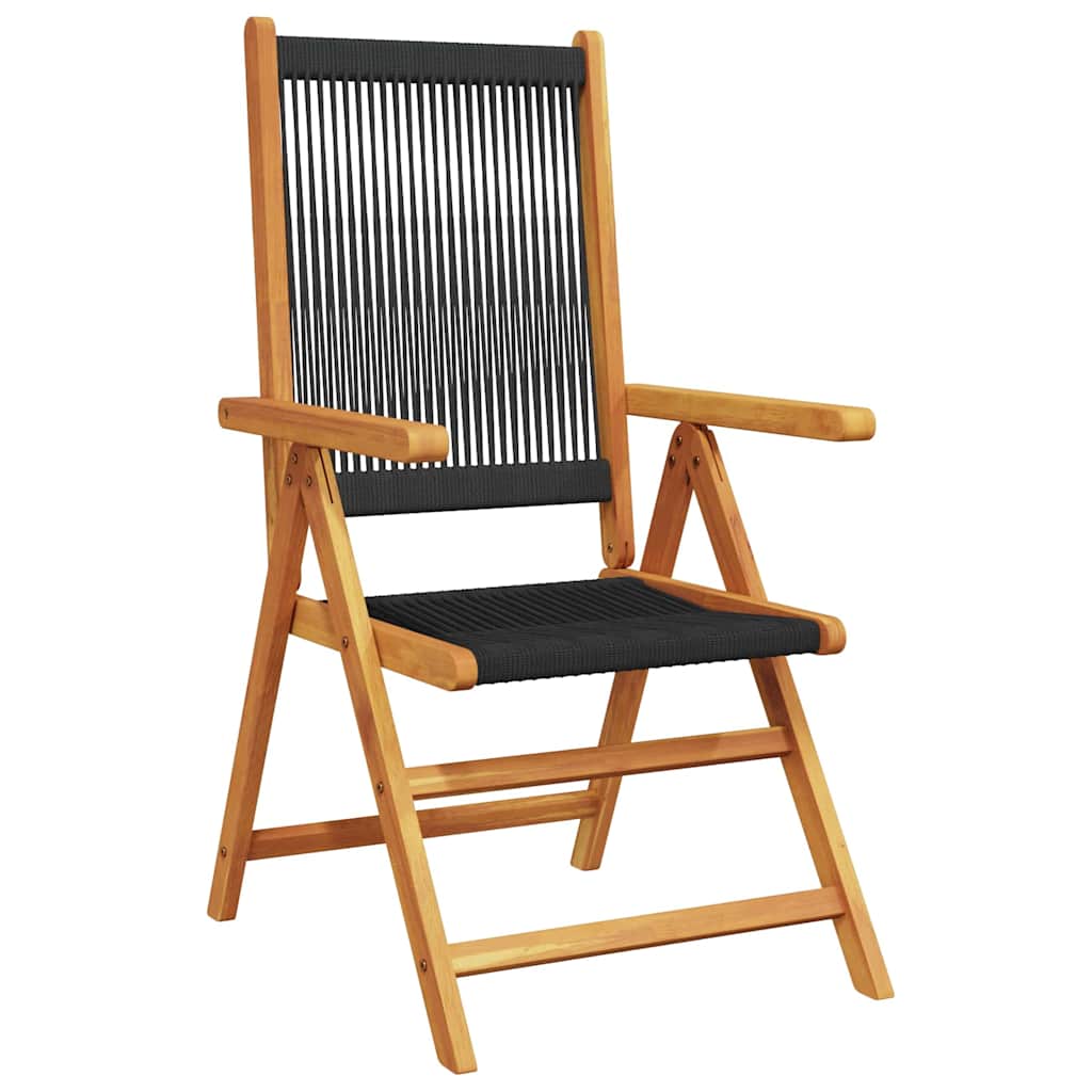 Have Spisebordssæt 5 pcs Sort Massiv akacietræ og poly rattan