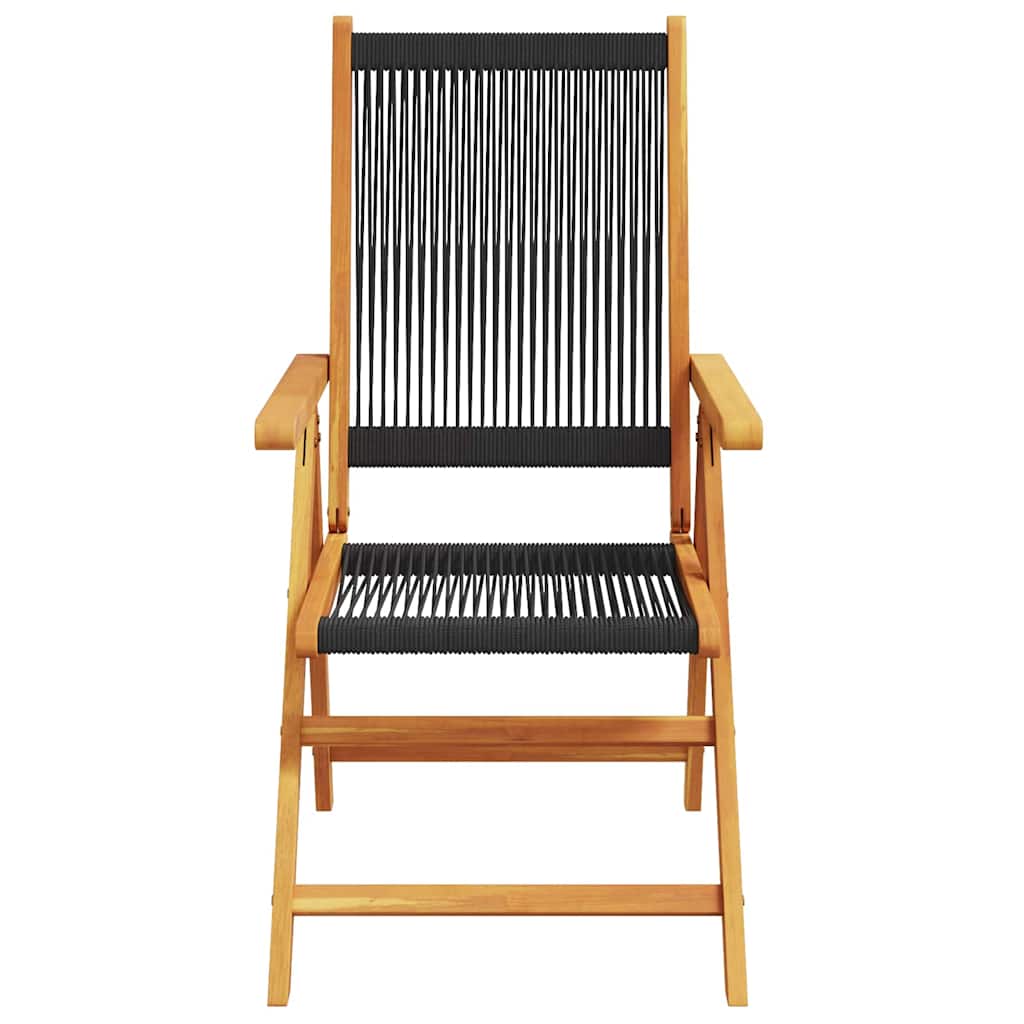 Have Spisebordssæt 5 pcs Sort Massiv akacietræ og poly rattan