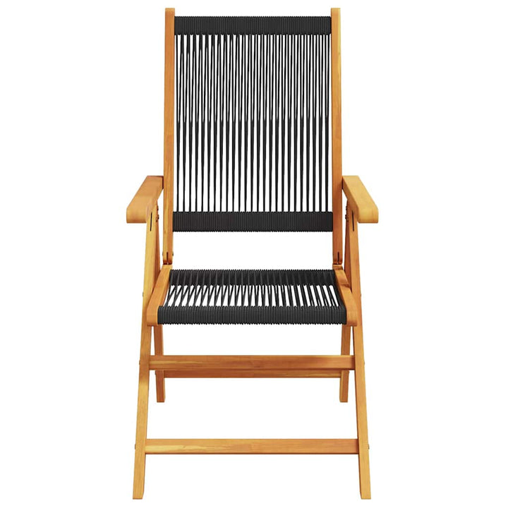 Have Spisebordssæt 5 pcs Sort Massiv akacietræ og poly rattan